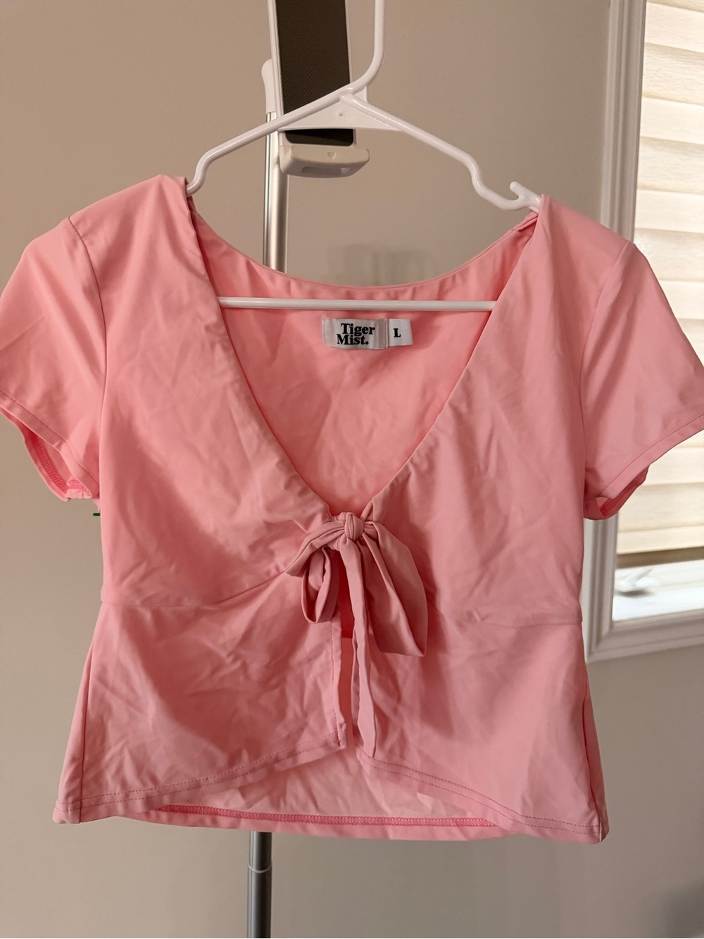 Tiger Mist Pink Tie-Front Top